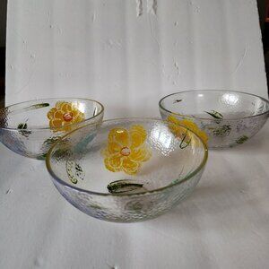 3 Arcoroc Medley Summer Dream Glass bowls